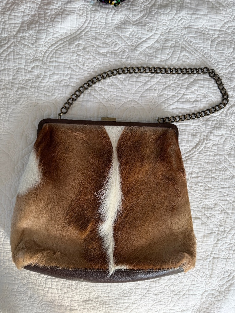 Diane Gail Vintage South African Springbok Fur With Leather Shoulder Bag